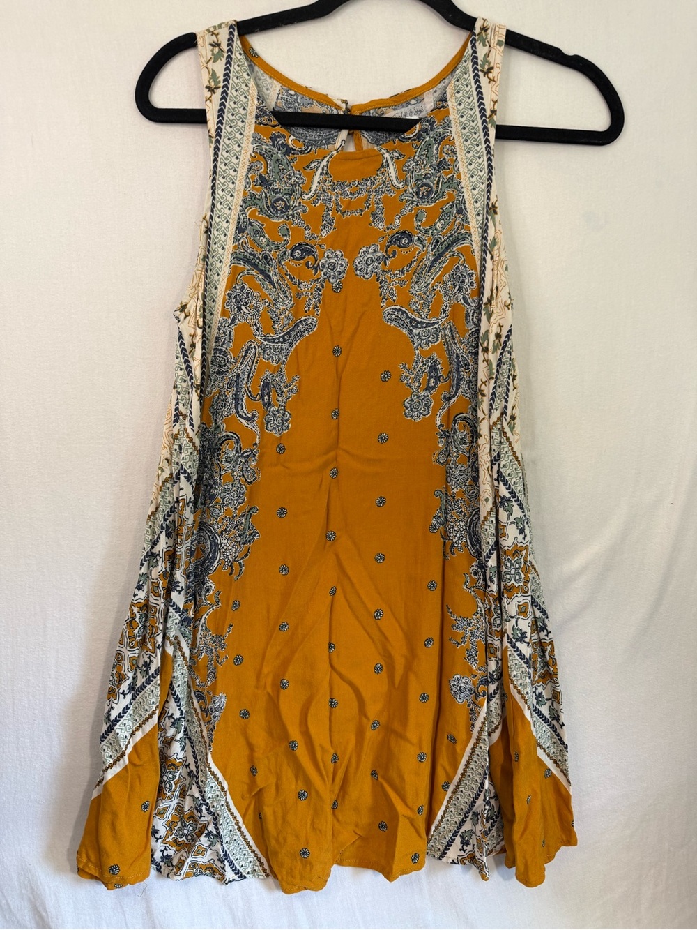 Taylor & Sage Mustard Paisley Print Sleeveless Swing Dress Size M